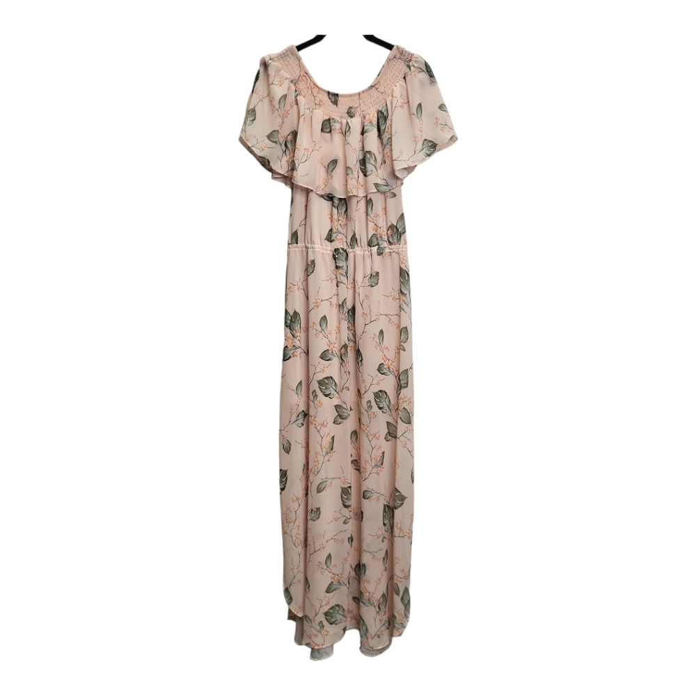 🪷3/$20🪷 bobi BLACK Strapless Maxi Dress Peach Pastel Print